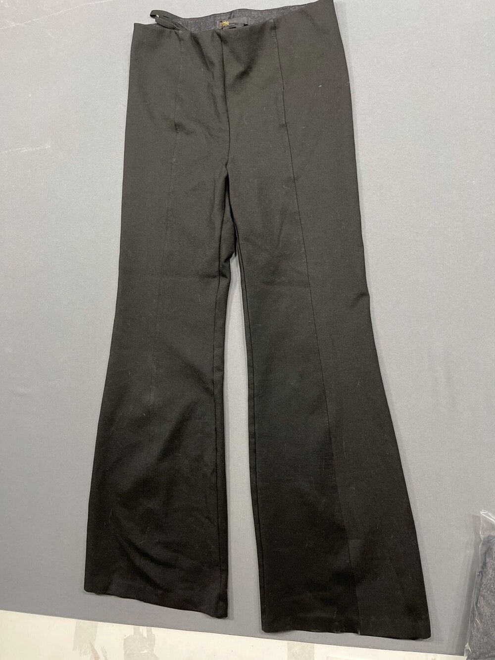 Maje Black Flare Leg Trousers Women's Size 36 Pull-On Stretch